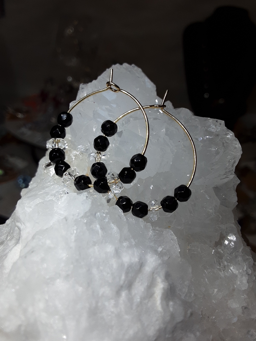 G. Stainless Steel,  Black Spinel, Herkimer Diamond Quartz. Price Is Firm.